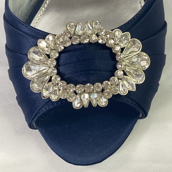 NINA CORRINE NAVY SATIN JEWELED MID-HEEL D'ORSAY CLASSIC EVENING PUMP SKU0779 - Picture 13 of 14